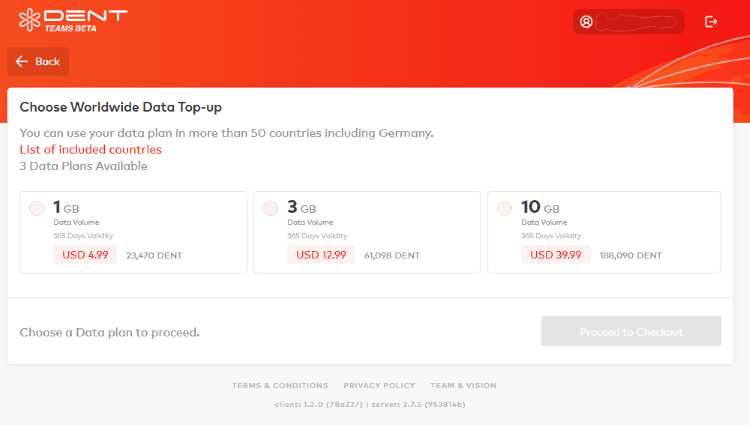 DENT Teams Checkout Page