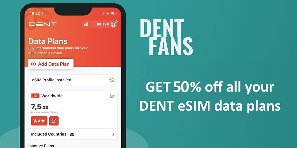 DENT eSIM 50 Percent Discount on Data Plans